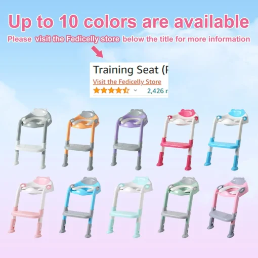 Potty Training Seat with Ladder, Safe Toilet Trainer for Kids, Anti-Slip, Gray/Green - Image 2