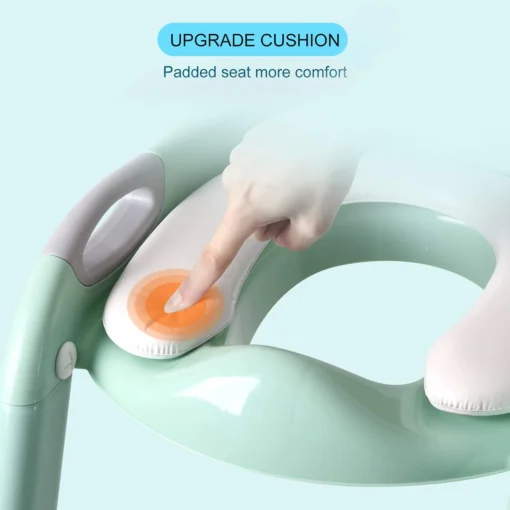 Potty Training Seat with Ladder, Safe Toilet Trainer for Kids, Anti-Slip, Gray/Green - Image 4
