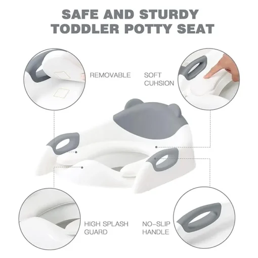 Potty Training Seat with Ladder, Safe & Comfortable Toilet Trainer for Kids, Anti-Slip, Grey - Image 2