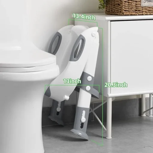 Potty Training Seat with Ladder, Safe & Comfortable Toilet Trainer for Kids, Anti-Slip, Grey - Image 5